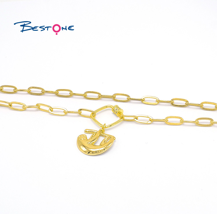 Square Carabiner Gold Chian Necklace