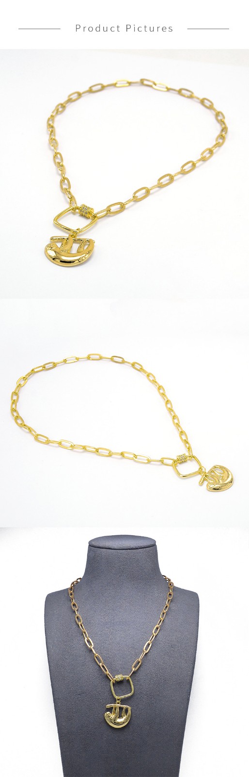 Square Carabiner Gold Chian Necklace