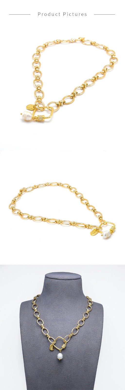 Square Carabiner Gold Chian Necklace