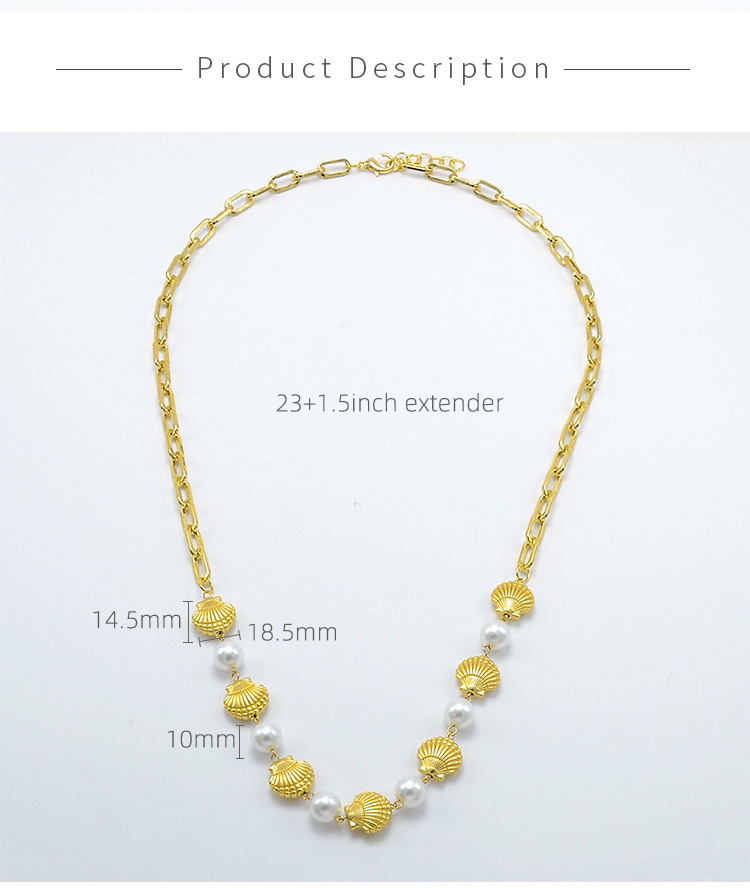 Pearl and Gold Shell Chian Necklace