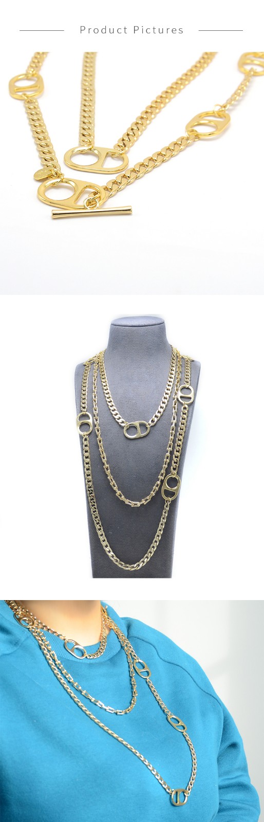 3 Layer Gold Chian Necklace