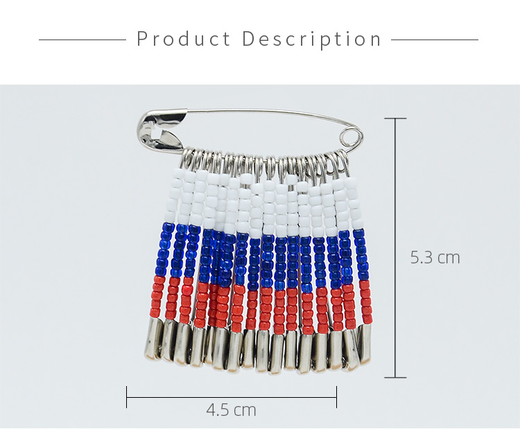 45x53mm Russian Flag Seed Beads Brooch Pin