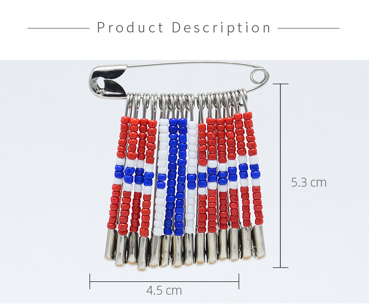 45x53mm Icelandic Flag Seed Beads Brooch Pin