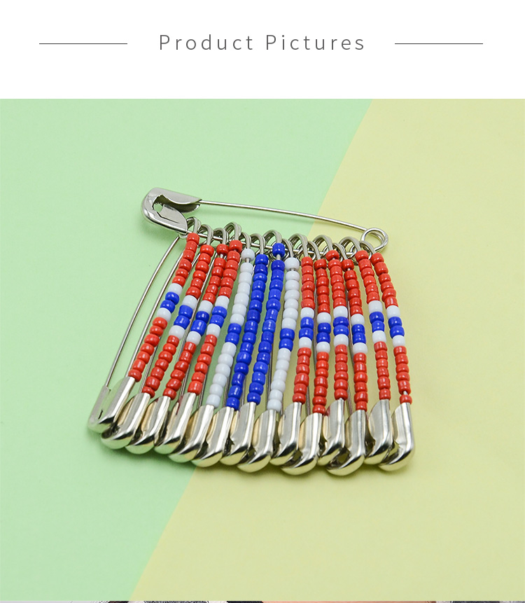 45x53mm Icelandic Flag Seed Beads Brooch Pin