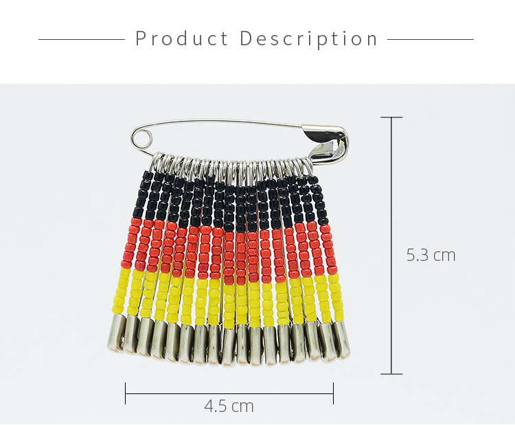 45x53mm Germany Flag Seed Beads Brooch Pin