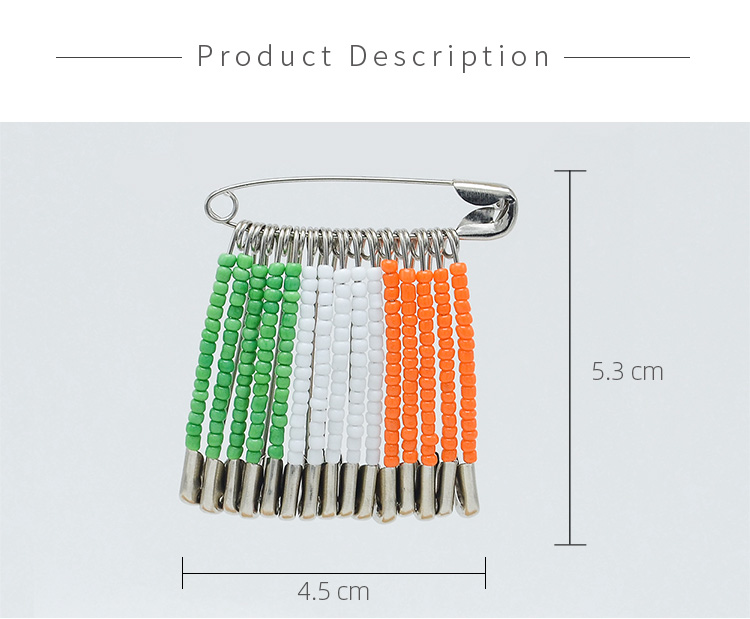 45x53mm Irish Flag Seed Beads Brooch Pin