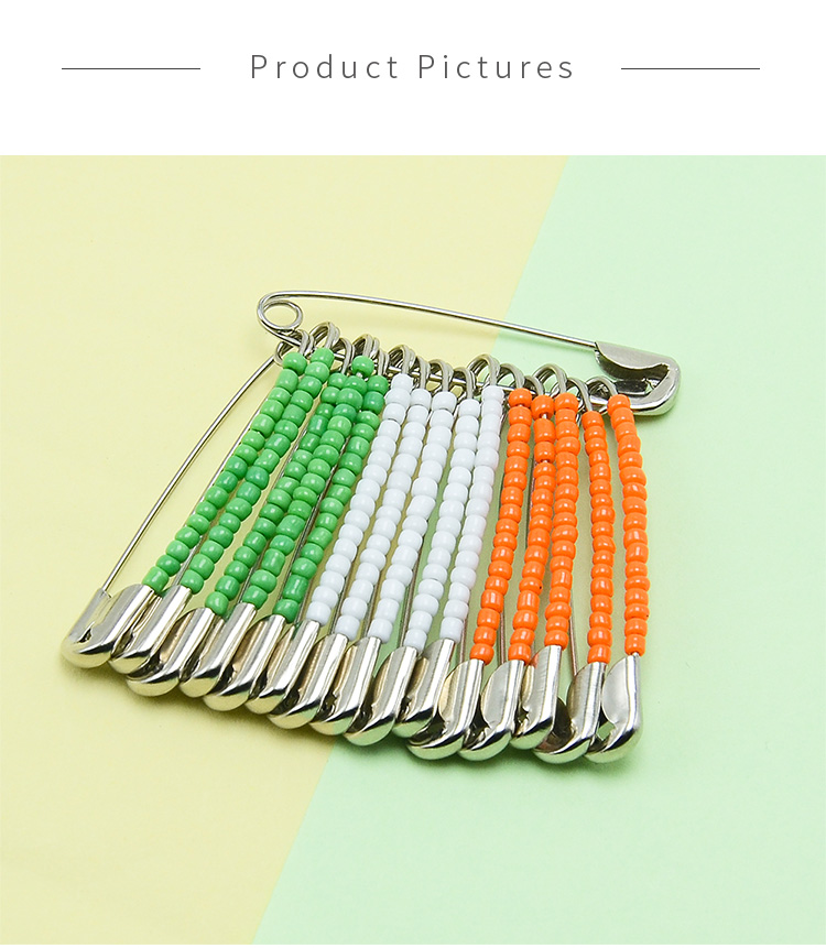 45x53mm Irish Flag Seed Beads Brooch Pin