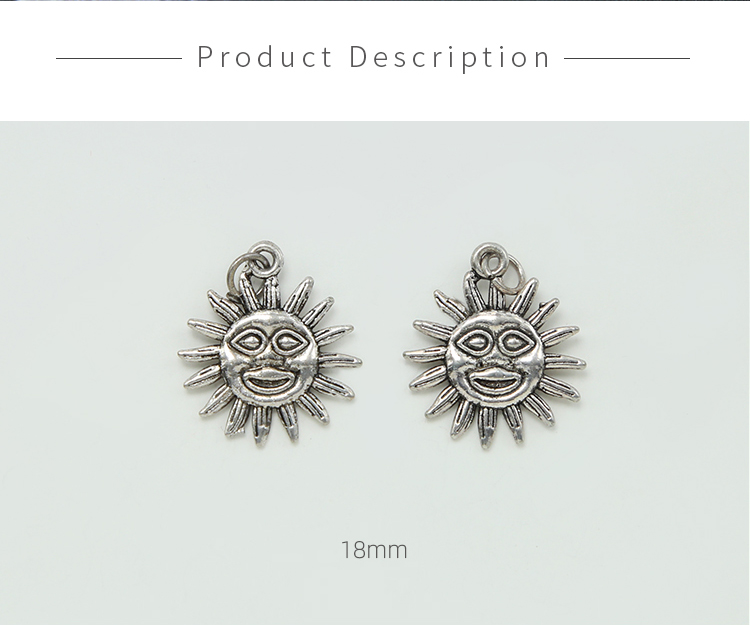 Sun Antique Silver Charm