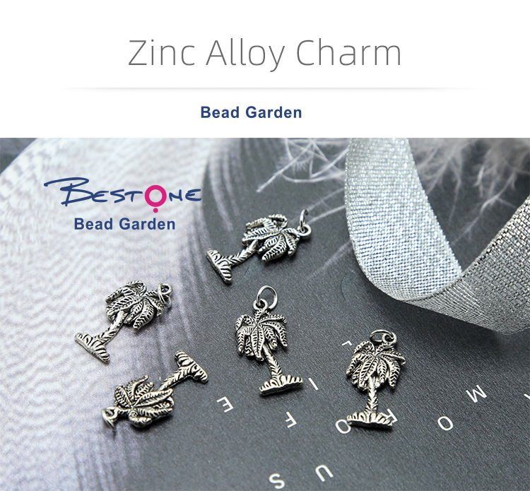 Palm Tree Antique Silver Charm