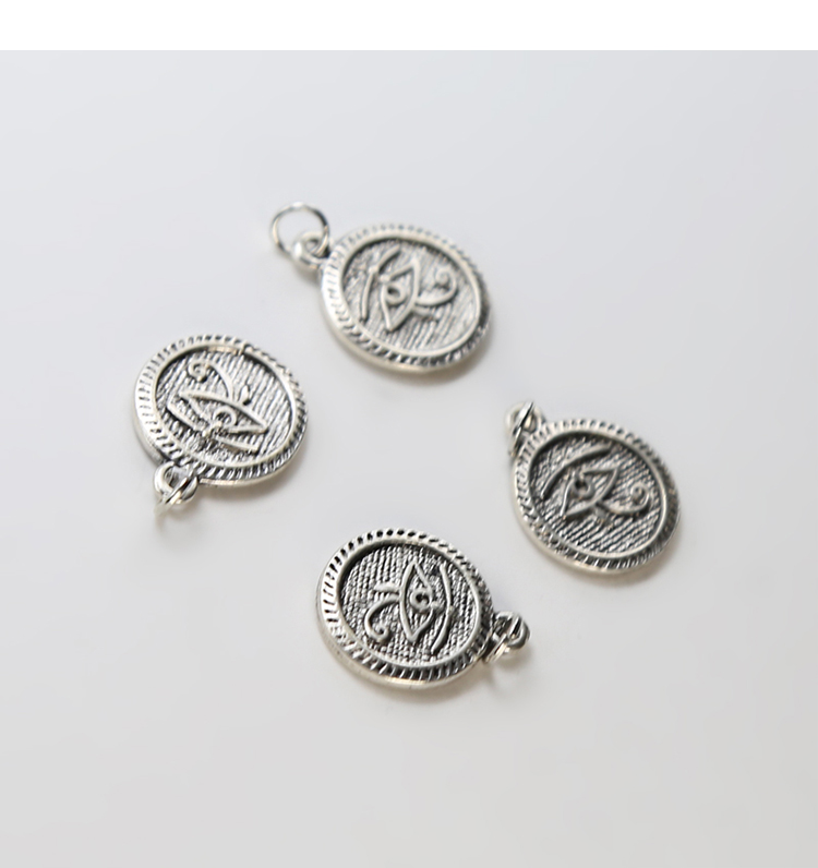 Coin with Eye Antique Silver Charm