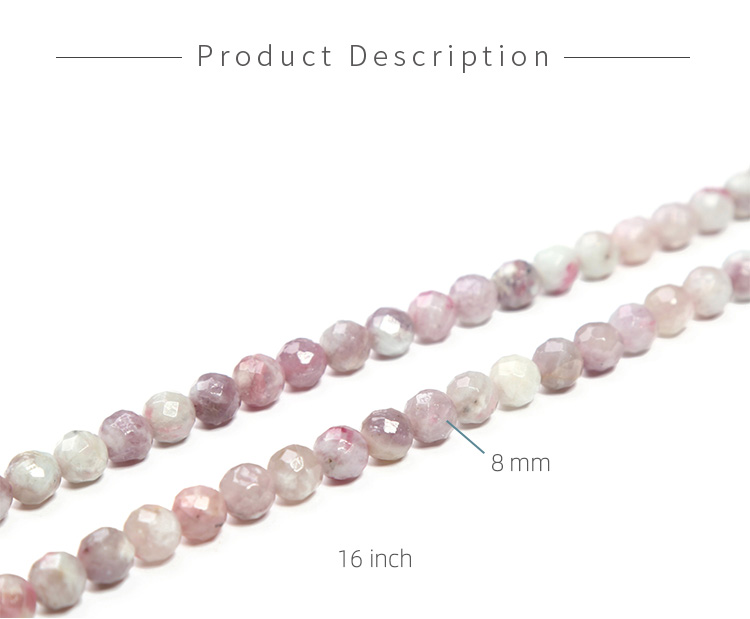 Gemstone Beads Pink Tourmaline Faceted Round Beads