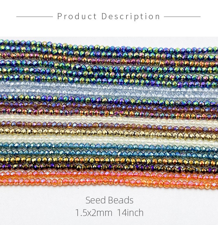 1.5x2mm Multi Color Faceted Rondelle Glass Beads