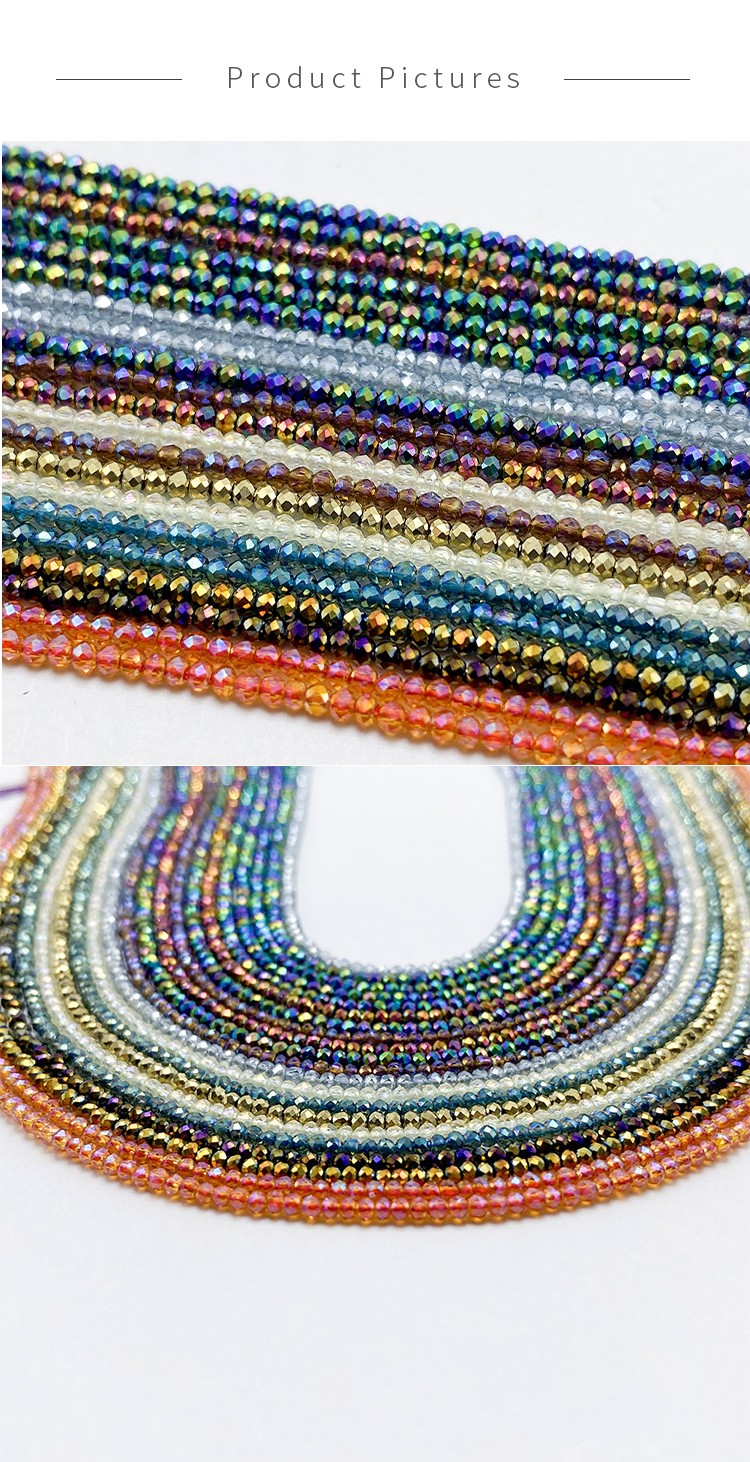 1.5x2mm Multi Color Faceted Rondelle Glass Beads