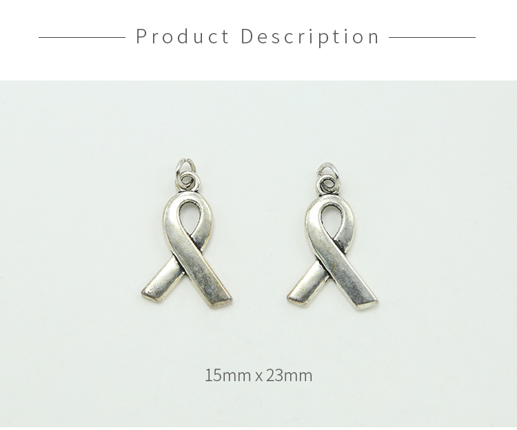 Awareness Ribbon Antique Silver Charm