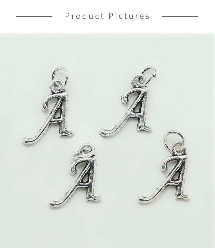 Letter A  Antique Silver Charm