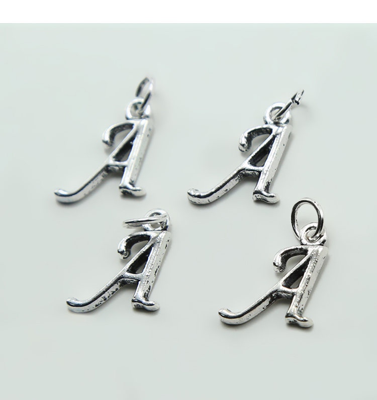 Letter A  Antique Silver Charm