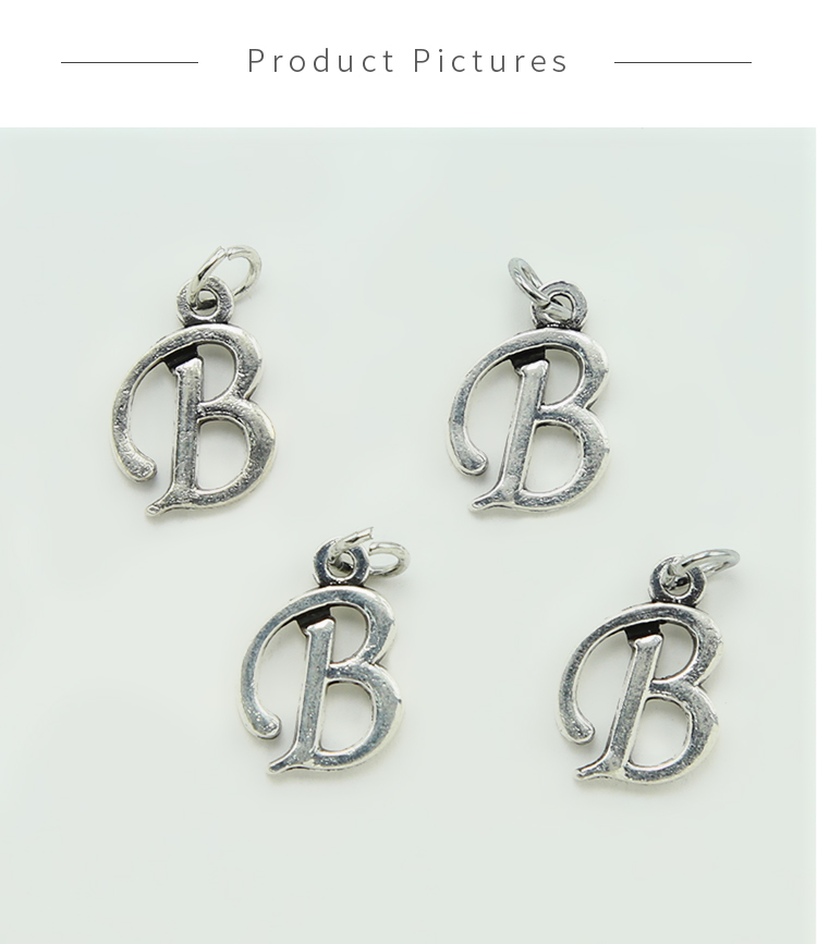 Letter B Antique Silver Charm