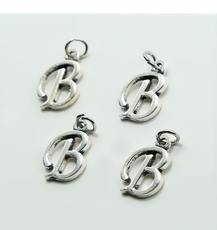 Letter B Antique Silver Charm