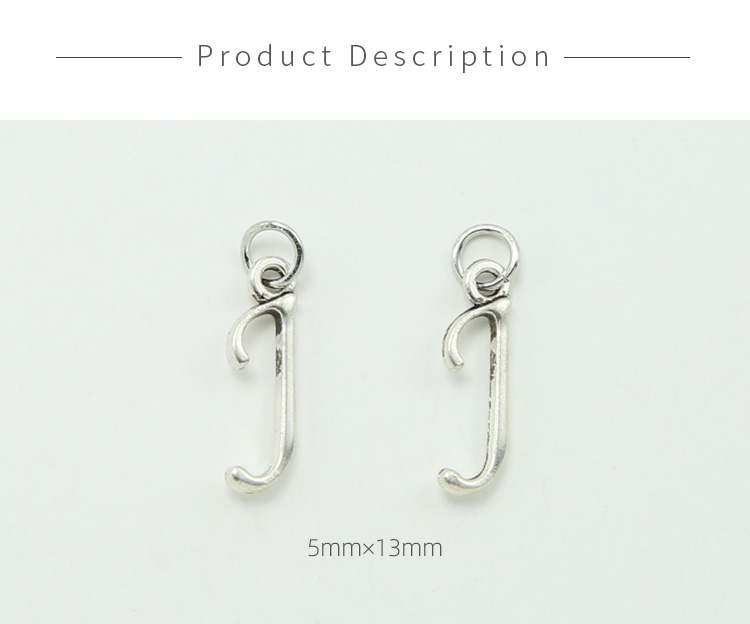 Letter J Antique Silver Charm