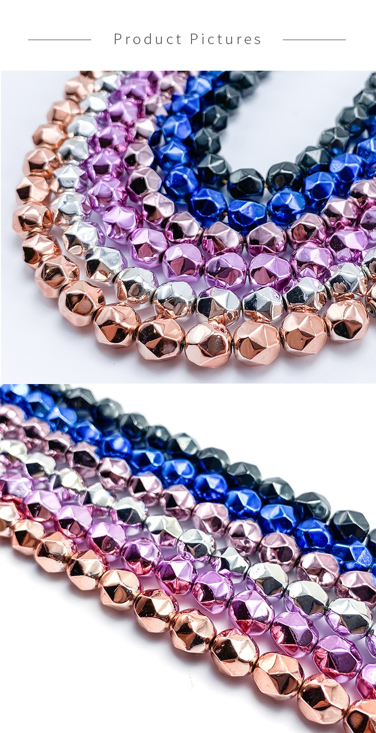 8mm  Multi Color Faceted Round Hematite Beads