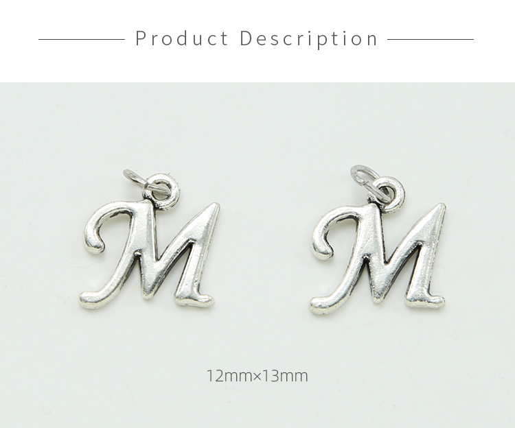 Letter M Antique Silver Charm