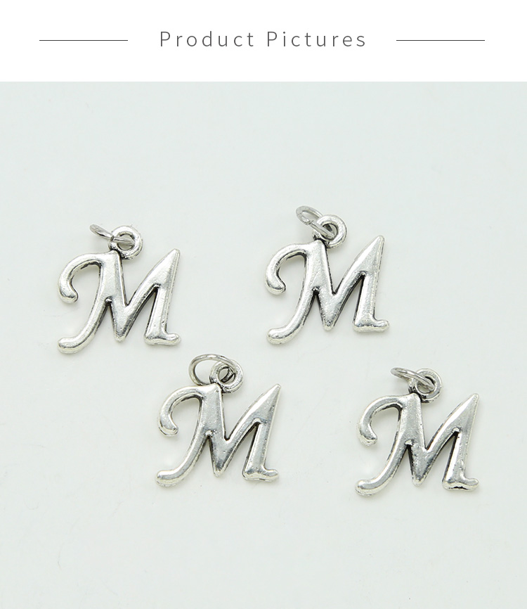 Letter M Antique Silver Charm