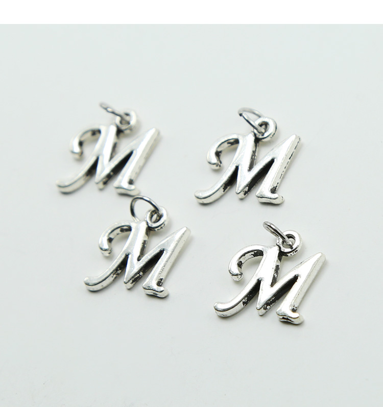 Letter M Antique Silver Charm