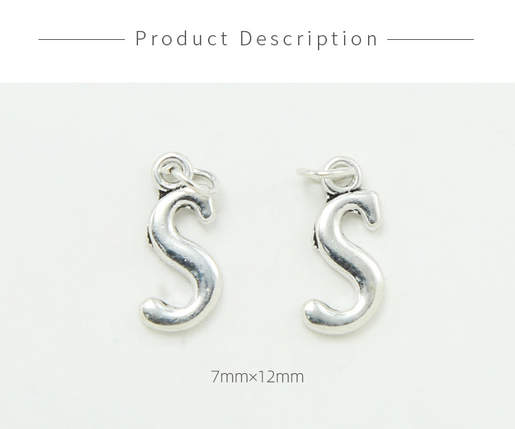 Letter S Antique Silver Charm