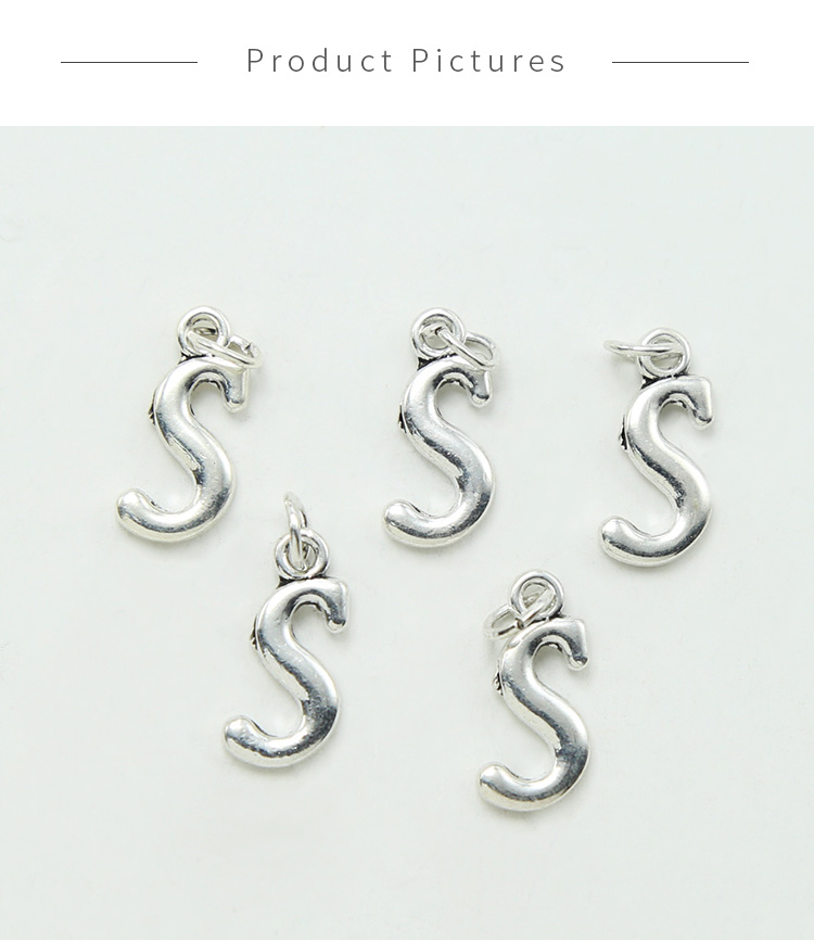 Letter S Antique Silver Charm