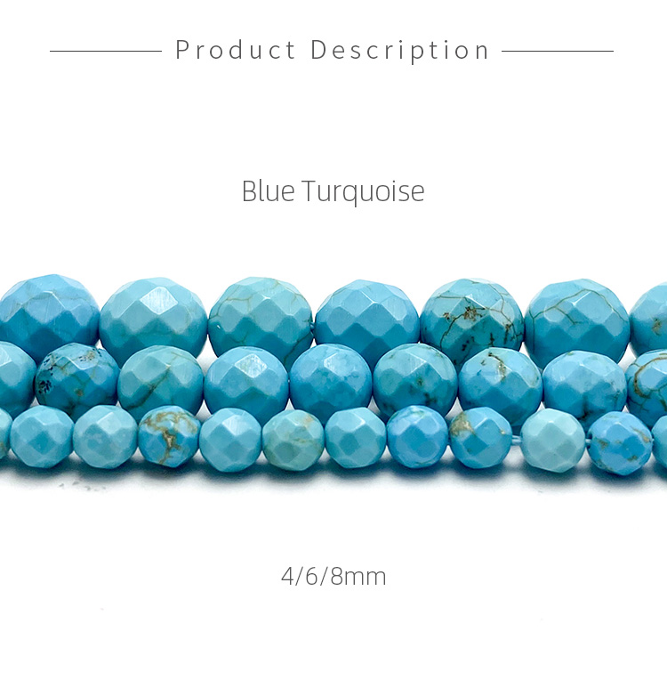 4/6/8/10mm Turquoise Faceted Round Beads