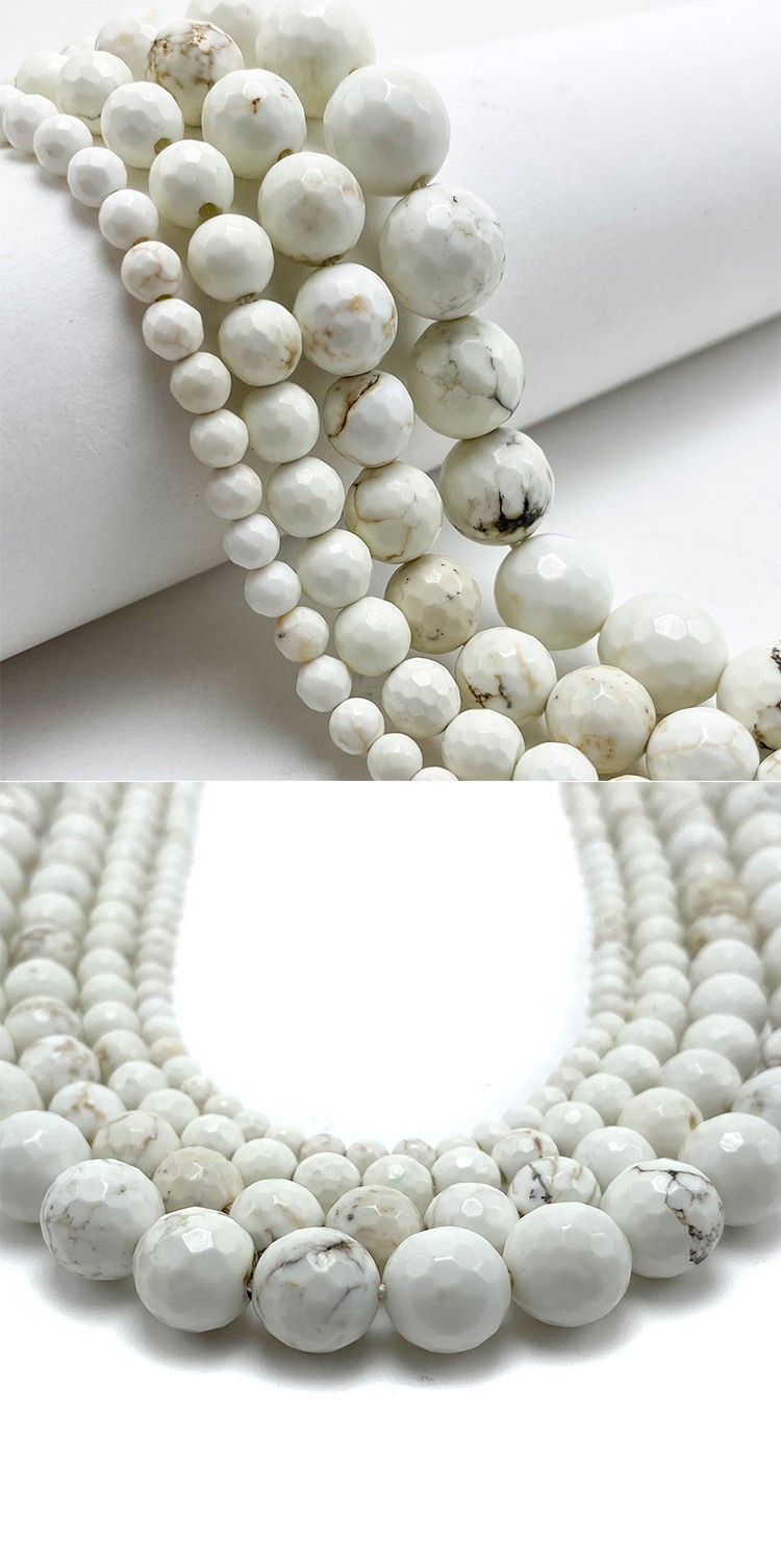 4/6/8/10mm Dyed White Howlite Faceted Round Beads