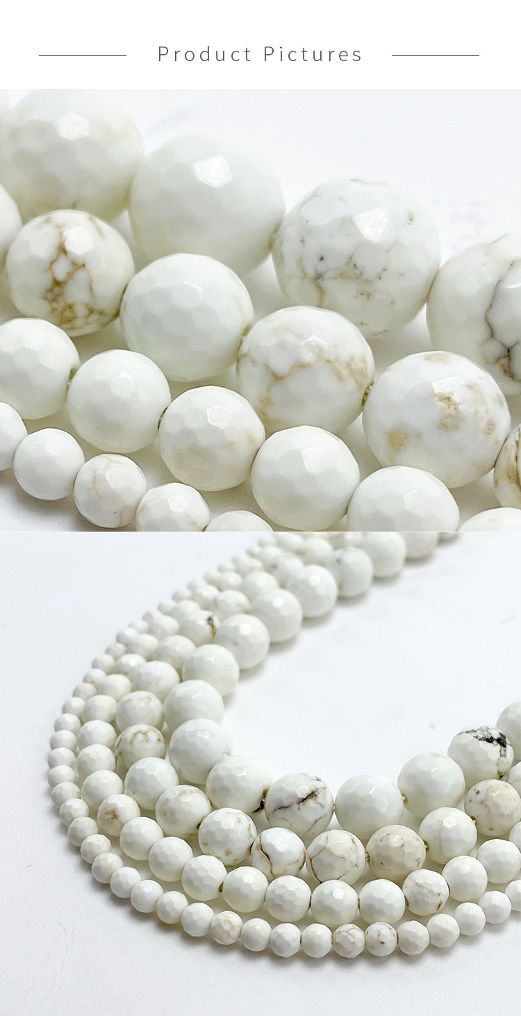 4/6/8/10mm Dyed White Howlite Faceted Round Beads