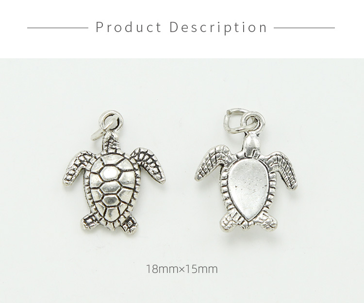 Sea Turtle Antique Silver Charm