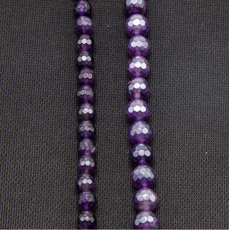 Amethyst with Luster Faceted Round Beads