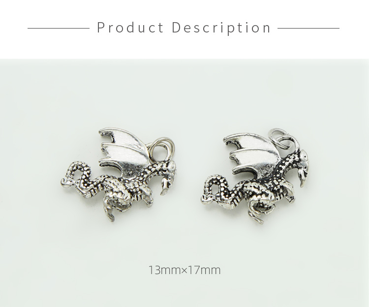 Large Dragon Antique Silver Charm