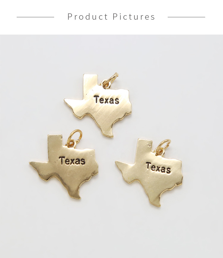 Texas 14K Real Antique Gold Plated Charm