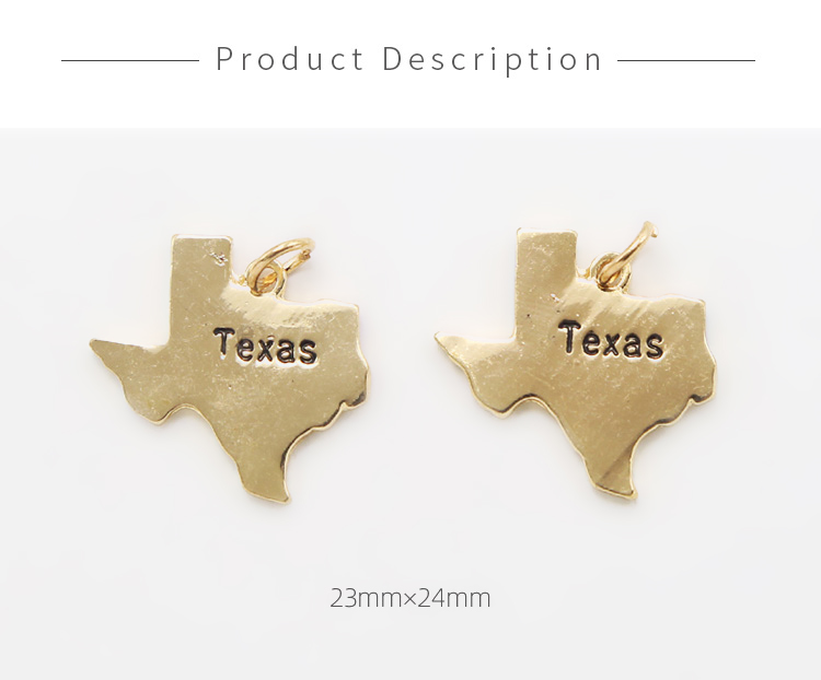 Texas 14K Real Antique Gold Plated Charm