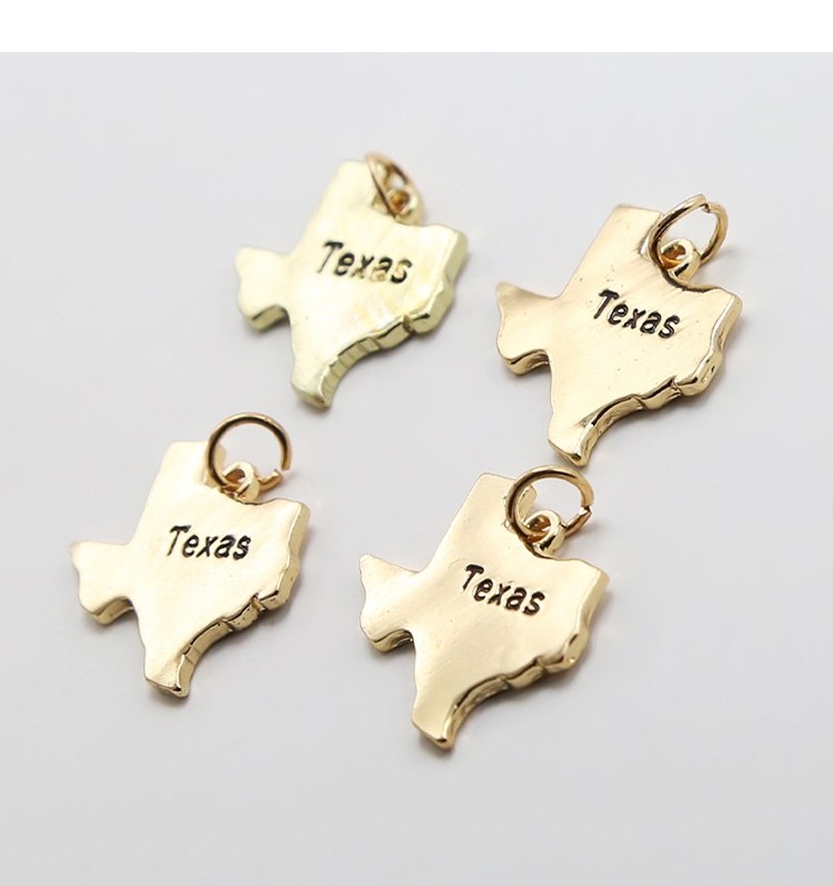 Texas 14K Real Antique Gold Plated Charm