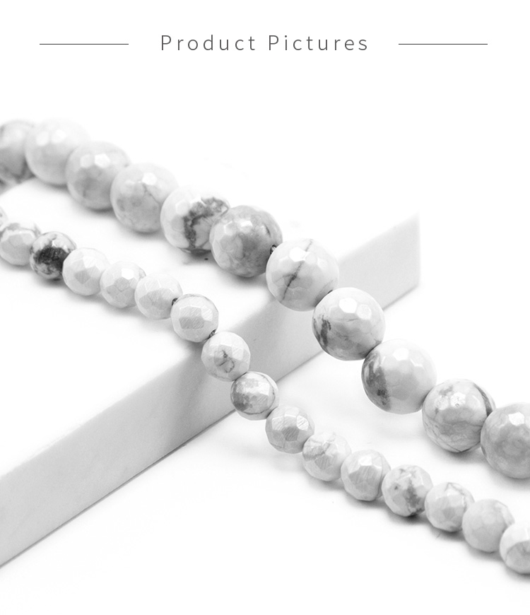 White Howlite with Luster Faceted Round Beads