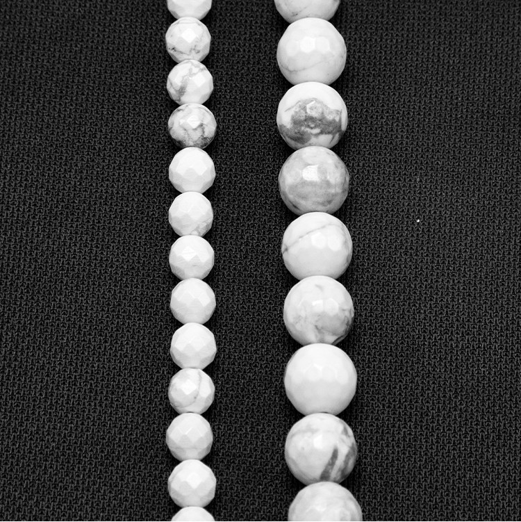 White Howlite with Luster Faceted Round Beads