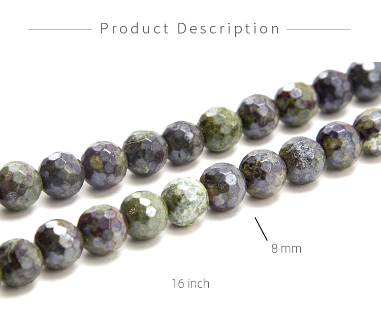 Dragon Blood Stone with Luster Faceted Round Beads
