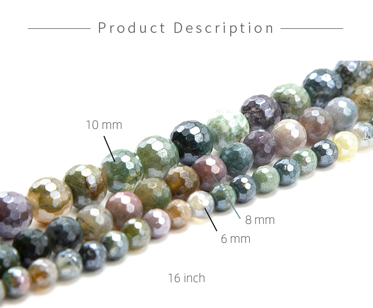 Indian Agate with Luster Faceted Round Beads