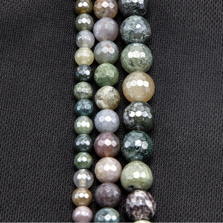 Indian Agate with Luster Faceted Round Beads