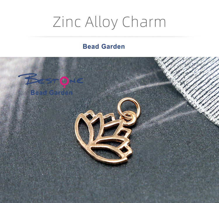 Lotus Flower 14K Real Rose Gold Plated Charm