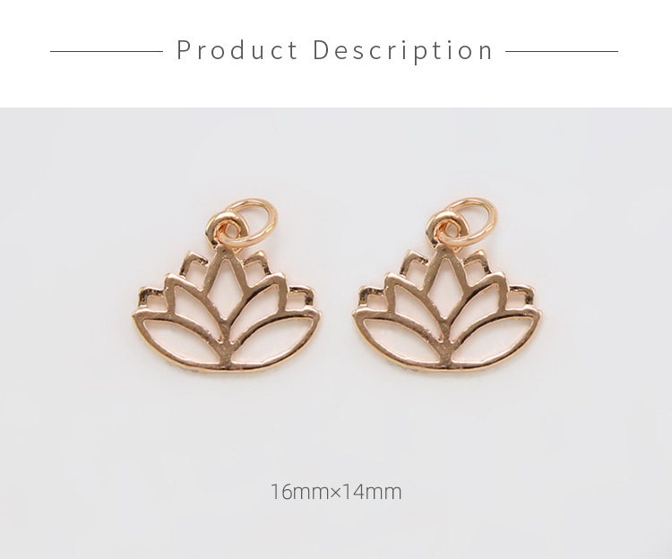 Lotus Flower 14K Real Rose Gold Plated Charm