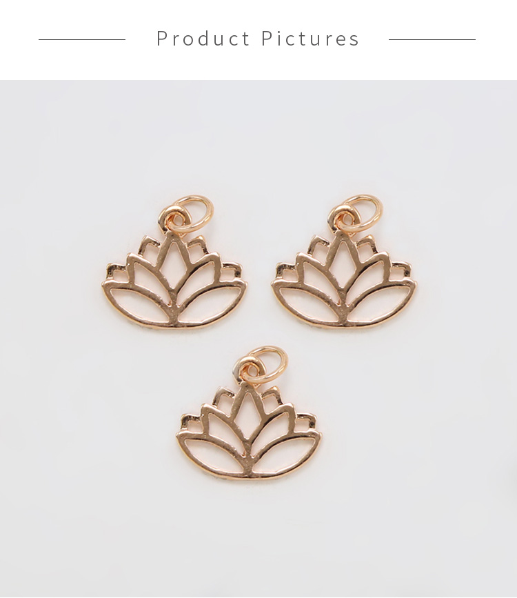 Lotus Flower 14K Real Rose Gold Plated Charm