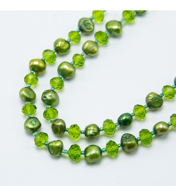 Green Faceted Rondelle Glass Beads and Dyed Pearl Beads