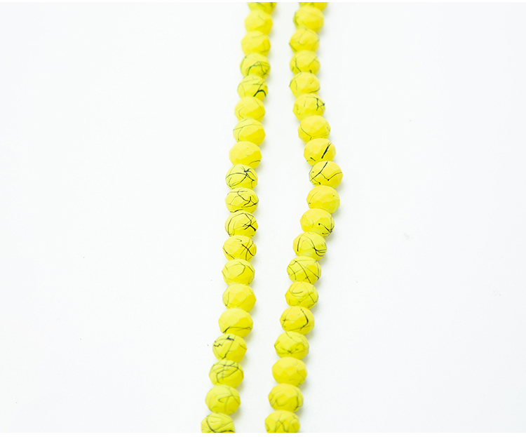 Yellow Painted Faceted Rondelle Glass Beads