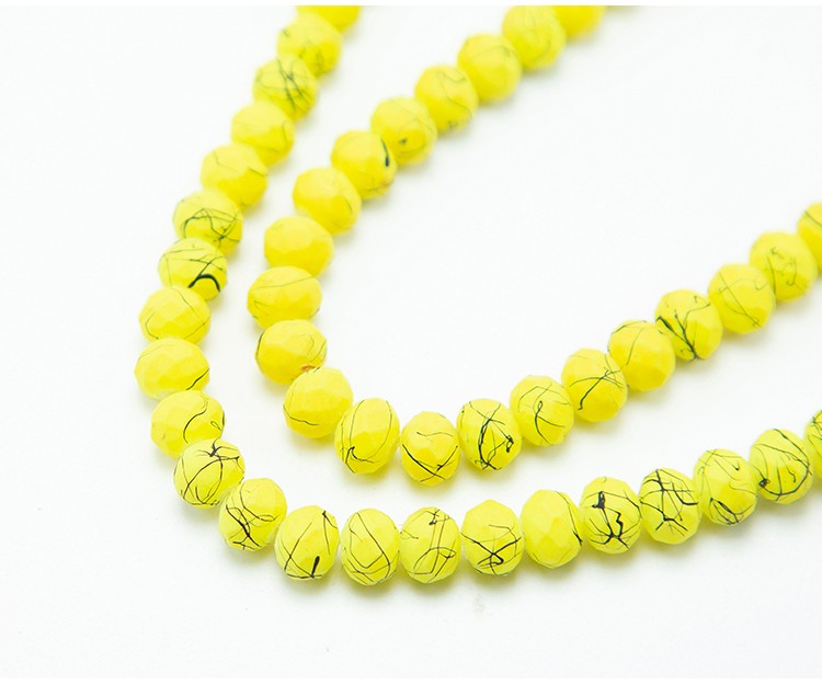 Yellow Painted Faceted Rondelle Glass Beads