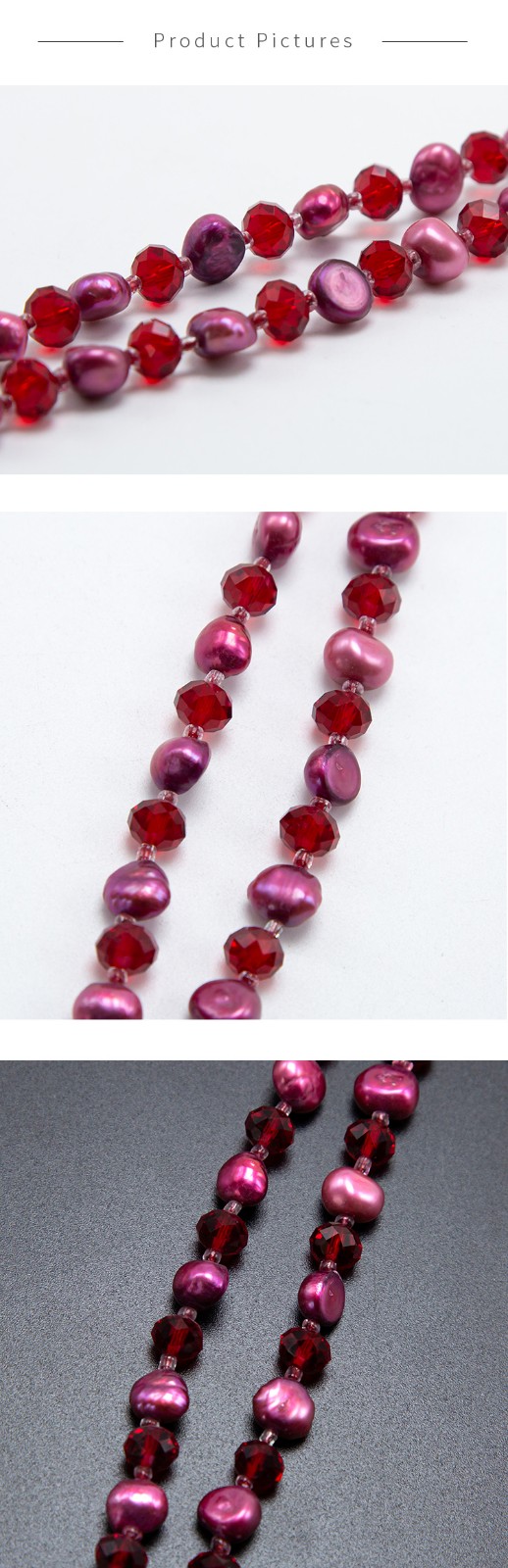Red Faceted Rondelle Glass Beads and Dyed Pearl Beads